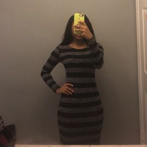 Navy blue long bodycon dress